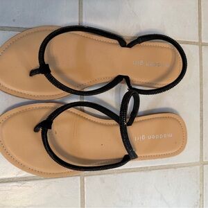 Madden Girl Black and Tan Rhinestone Sandals